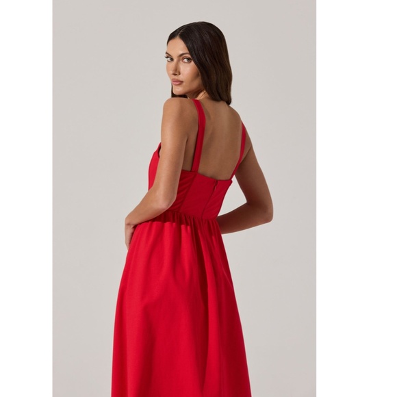 NEW ASTR The Label RED Sweetheart CORSET Linen A-LINE Midi DRESS XS - Picture 16 of 16